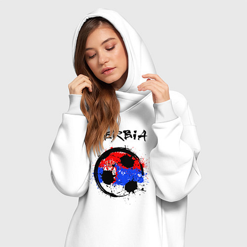 Женская толстовка-платье Сборная - Сербия / Белый – фото 3