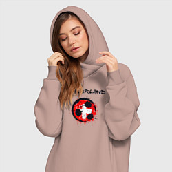 Женское худи-платье Сборная - Швейцария, цвет: пыльно-розовый — фото 2
