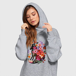 Женское худи-платье Лиса цветочный силуэт, цвет: меланж — фото 2