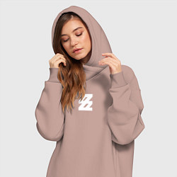 Женское худи-платье Zenless Zone Zero logotype, цвет: пыльно-розовый — фото 2