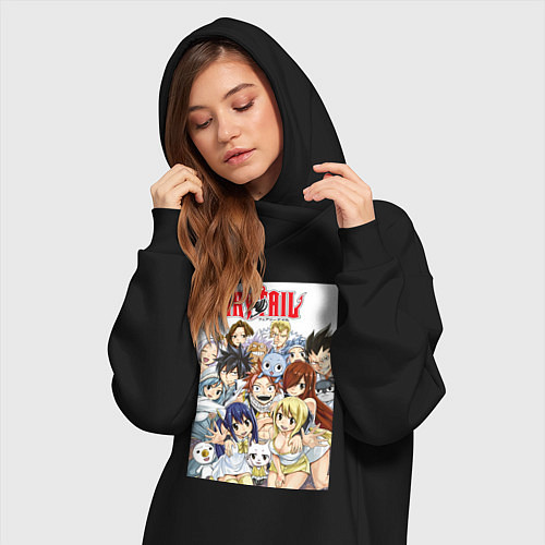 Женская толстовка-платье Хвост Феи Нацу Драгнил убийца драконов / Черный – фото 3
