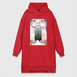 Женское худи-платье Эта фарфоровая кукла влюбилась, цвет: красный