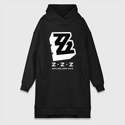 Женское худи-платье Zenless zone zero лого, цвет: черный