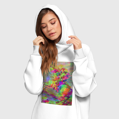 Женская толстовка-платье Бонапарт на перевале Сен-Бернар с глюками / Белый – фото 3