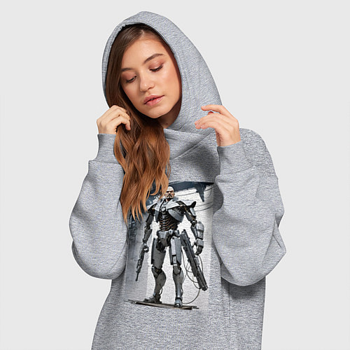 Женская толстовка-платье Ленин робот - киборг ai art / Меланж – фото 3