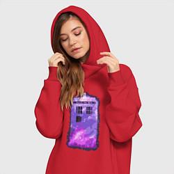 Женское худи-платье Violet tardis, цвет: красный — фото 2