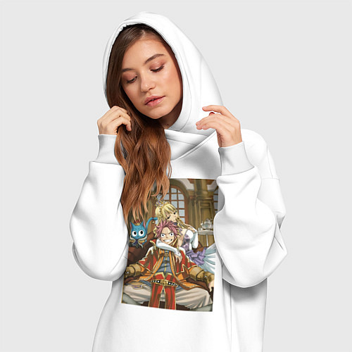 Женская толстовка-платье Хвост Феи Нацу Драгнил король арт / Белый – фото 3
