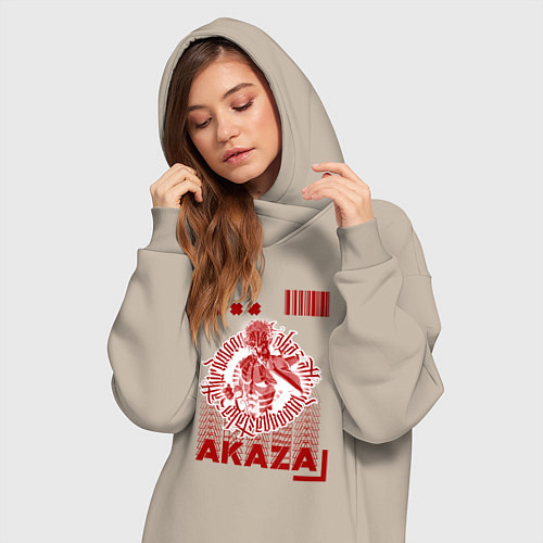 Женская толстовка-платье Demon Slayer - Akaza / Миндальный – фото 3