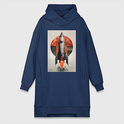 Женское худи-платье Постер ракеты, цвет: тёмно-синий