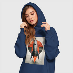 Женское худи-платье Постер ракеты, цвет: тёмно-синий — фото 2