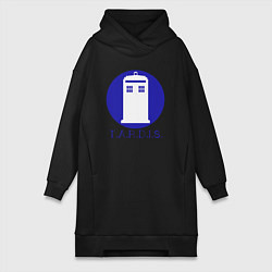 Женское худи-платье Blue tardis, цвет: черный