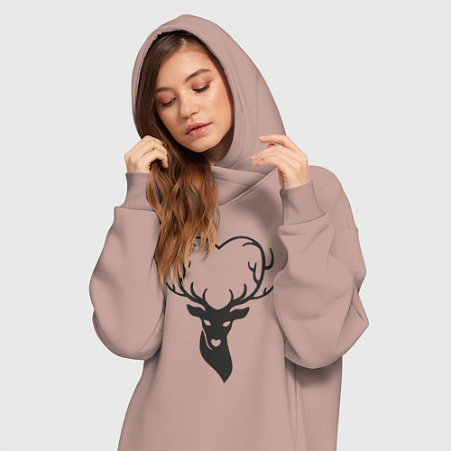 Женская толстовка-платье Love deer / Пыльно-розовый – фото 3