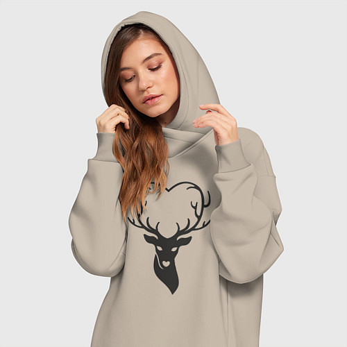 Женская толстовка-платье Love deer / Миндальный – фото 3