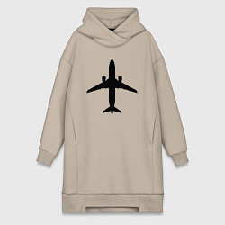 Женская толстовка-платье Черный облик самолета SJ-100