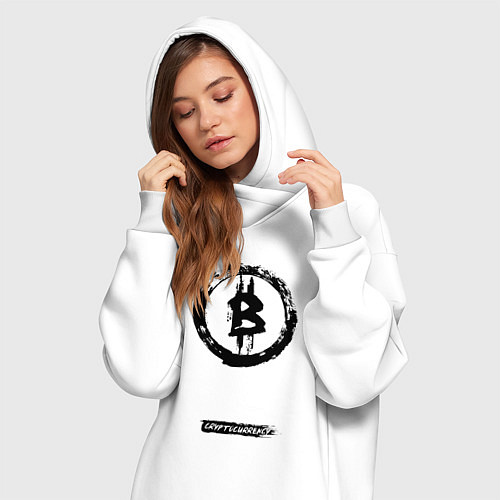 Женская толстовка-платье Биткоин - криптовалюта символ / Белый – фото 3