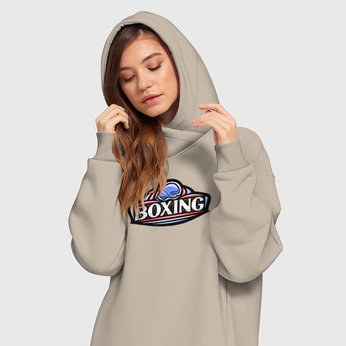 Женская толстовка-платье Boxing sport / Миндальный – фото 3