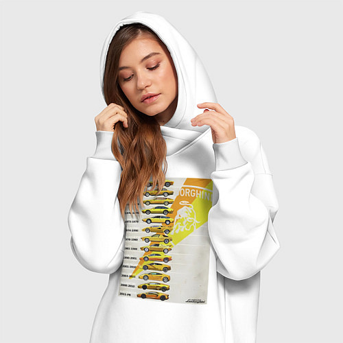 Женская толстовка-платье Lamborghini эволюция / Белый – фото 3