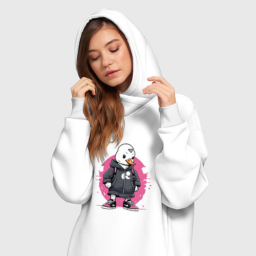 Женская толстовка-платье Утенок в кроссовках / Белый – фото 3