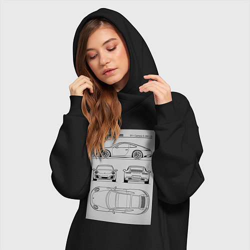 Женская толстовка-платье Porsche 911 гоночный автомобиль / Черный – фото 3