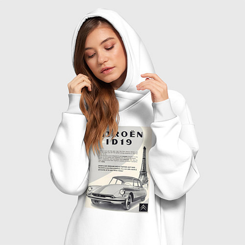 Женская толстовка-платье Автомобиль Citroen / Белый – фото 3
