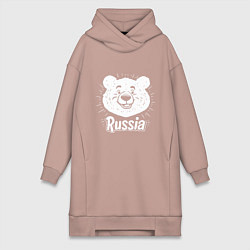 Женская толстовка-платье Россия и медведь