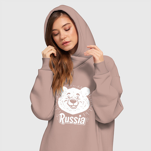 Женская толстовка-платье Россия и медведь / Пыльно-розовый – фото 3