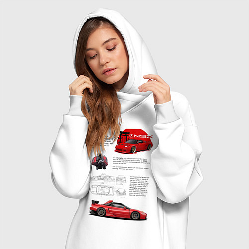 Женская толстовка-платье Honda nsx / Белый – фото 3