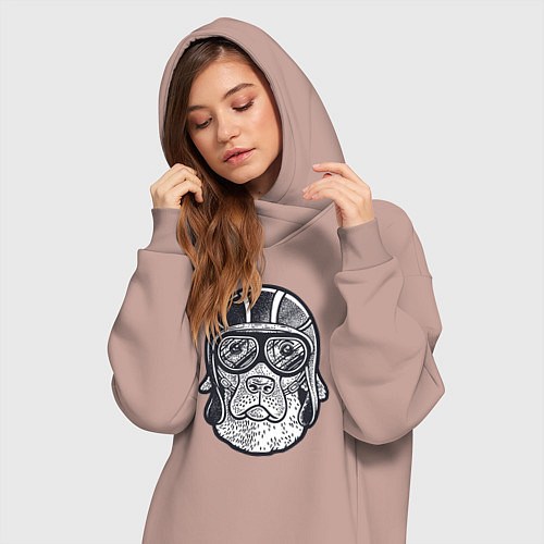 Женская толстовка-платье Пёс авиатор / Пыльно-розовый – фото 3