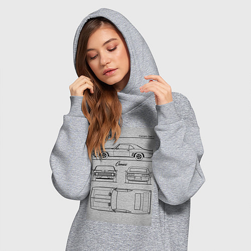 Женская толстовка-платье Chevrolet Camaro / Меланж – фото 3