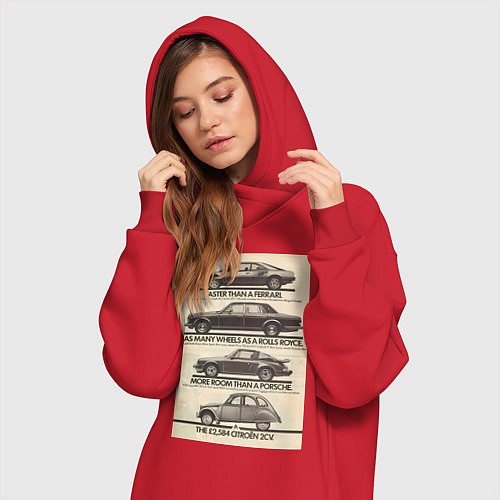 Женская толстовка-платье Citroen автомобиль / Красный – фото 3