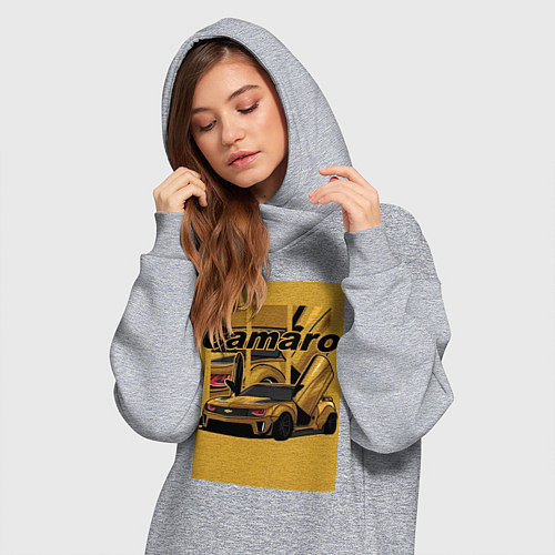 Женская толстовка-платье Chevrolet Camaro авто / Меланж – фото 3
