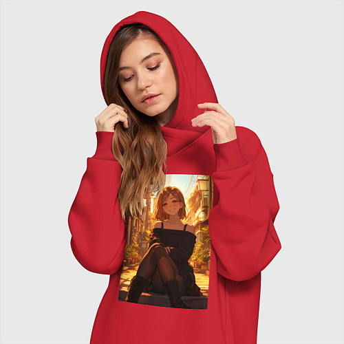 Женская толстовка-платье Магическая битва Нобара Кугисаки арт / Красный – фото 3