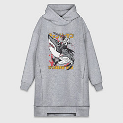 Женская толстовка-платье Человек-бензопила Денджи акула