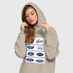 Женское худи-платье Ford логотип, цвет: миндальный — фото 2