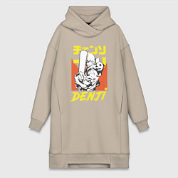 Женская толстовка-платье Человек-бензопила Денджи Почита демон собака