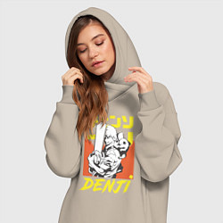 Женское худи-платье Человек-бензопила Денджи Почита демон собака, цвет: миндальный — фото 2