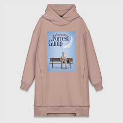 Женское худи-платье Forrest Gump - Tom is on the bench, цвет: пыльно-розовый