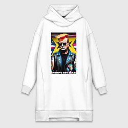 Женское худи-платье Trumps not dead - ai punk art, цвет: белый