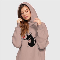 Женское худи-платье Banksy rat, цвет: пыльно-розовый — фото 2