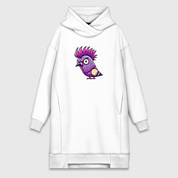 Женское худи-платье Голубь панк с ирокезом, цвет: белый