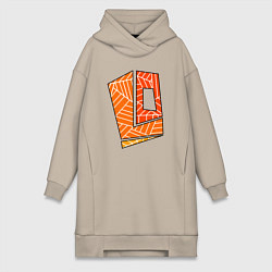 Женское худи-платье Яркий Цветной орнамент, цвет: миндальный