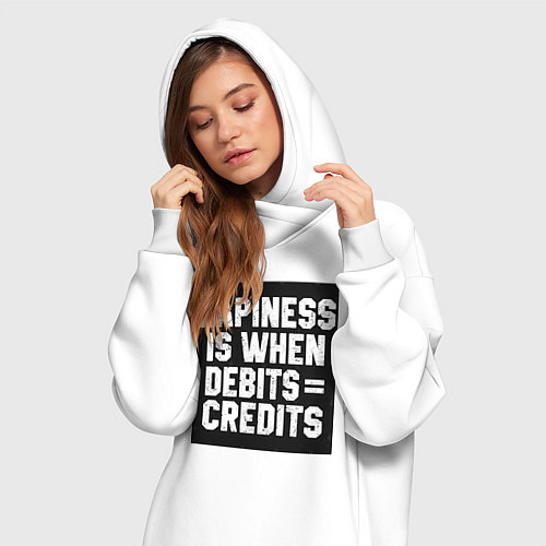 Женская толстовка-платье Счастье когда дебет сходиться с кредитом / Белый – фото 3