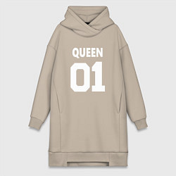 Женская толстовка-платье Футбольная надпись 01 королева
