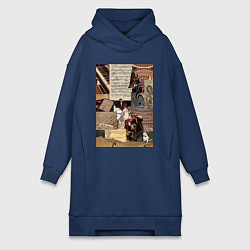 Женская толстовка-платье Музыка коллаж ноты