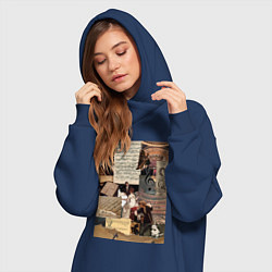 Женское худи-платье Музыка коллаж ноты, цвет: тёмно-синий — фото 2