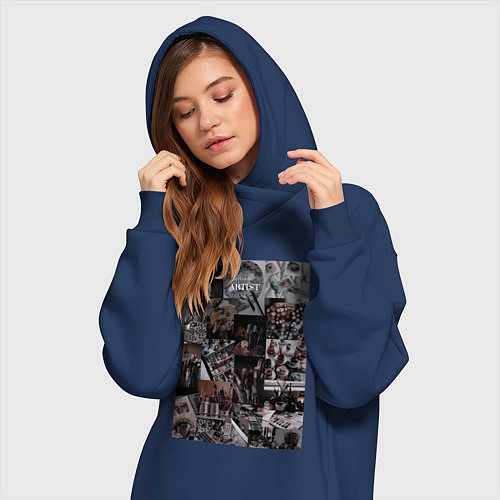 Женская толстовка-платье Художник коллаж / Тёмно-синий – фото 3