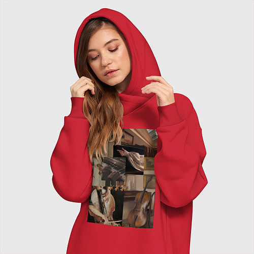 Женская толстовка-платье Музыка эстетика / Красный – фото 3