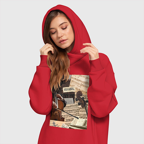 Женская толстовка-платье Музыка эстетика / Красный – фото 3
