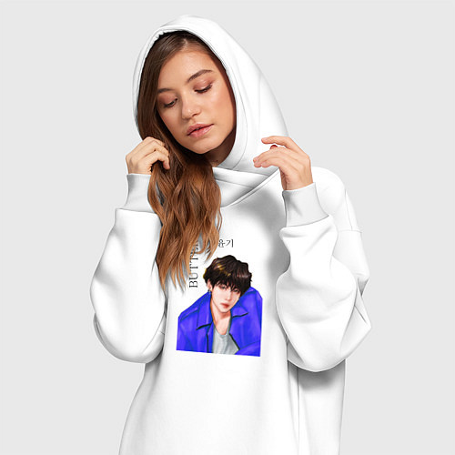 Женская толстовка-платье Мин юнги масло / Белый – фото 3