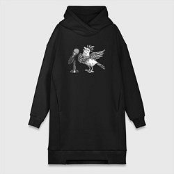 Женская толстовка-платье Попугай певец